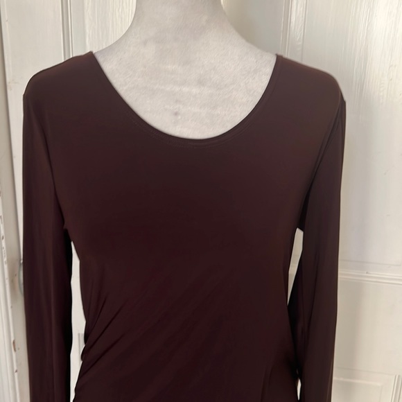 New with tags vintage Susie size small long sleeve brown silky feeling top - Picture 1 of 4